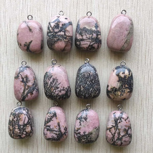 12pcs Rhodochrosite Stone Irregular Shape Pendants for Jewelry Making