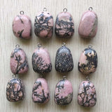 12pcs Rhodochrosite Stone Irregular Shape Pendants for Jewelry Making