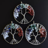 12pcs 7 Chakra Stone Tree of Life Pendants 50mm Jewelry Making