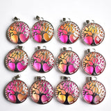 12pcs Crystal Alloy Tree of Life Pendants for Jewelry Making