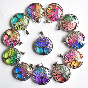 12pcs Crystal Alloy Tree of Life Pendants for Jewelry Making