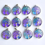 12pcs Crystal Alloy Tree of Life Pendants for Jewelry Making