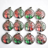 12pcs Crystal Alloy Tree of Life Pendants for Jewelry Making