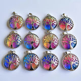 12pcs Crystal Alloy Tree of Life Pendants for Jewelry Making