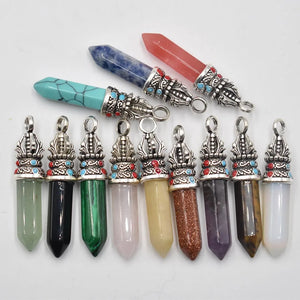 12pcs Natural Stone Pillar Charms Pendants for Jewelry Making
