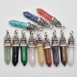 12pcs Natural Stone Pillar Charms Pendants for Jewelry Making