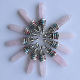 12pcs Natural Stone Pillar Charms Pendants for Jewelry Making