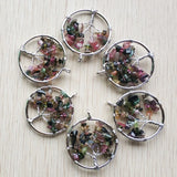 12pcs Natural Stone Tree of Life Wire Wrapped Pendants 30mm for Jewelry