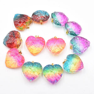 12pcs Crystal Heart Charms Pendants 30mm for Necklace Jewelry Making