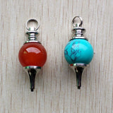12pcs Natural Stone Dowsing Pendulum Cone Pendants for Necklaces