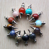 12pcs Natural Stone Dowsing Pendulum Cone Pendants for Necklaces