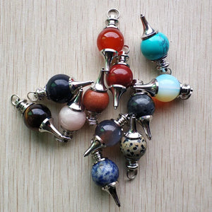 12pcs Natural Stone Dowsing Pendulum Cone Pendants for Necklaces