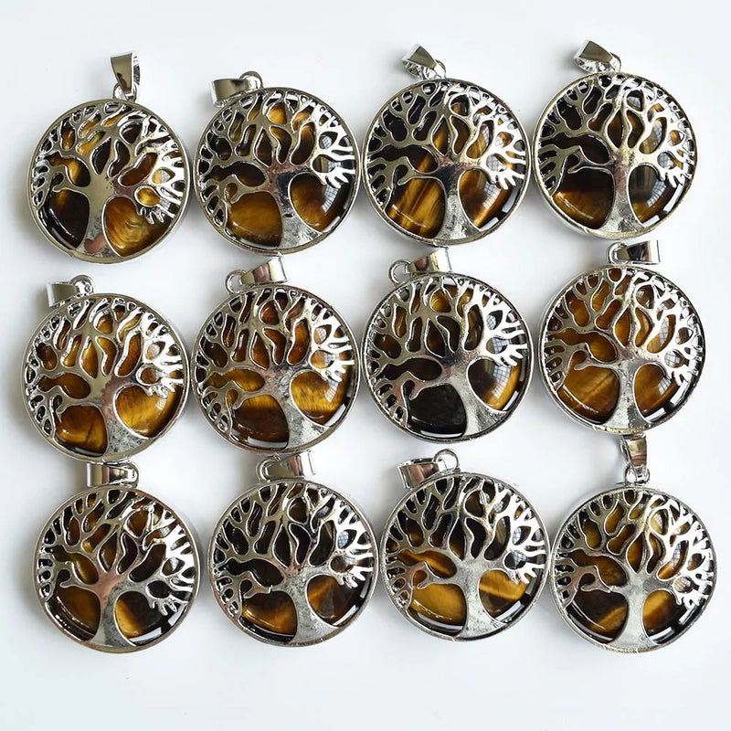 12pcs Natural Amethysts Lapis Tree of Life Pendants