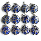 12pcs Natural Amethysts Lapis Tree of Life Pendants