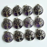 12pcs Natural Amethysts Lapis Tree of Life Pendants