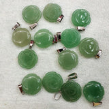 12pcs Green Aventurine Rose Flower Charms Pendants for Jewelry Making