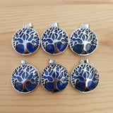 12pcs Natural Lapis Lazuli Stone Tree of Life Pendants for Jewelry Making