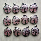 12pcs Natural Stone Alloy Tree of Life Pendants for Jewelry Making