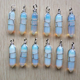 12pcs Opal Stone Pillar Chakra Charms Pendants 8x32mm