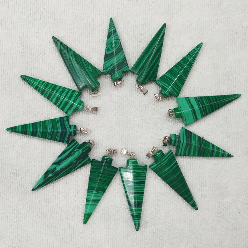 Malachite Stone Arrow Charms Pendants for Necklace Jewelry Making