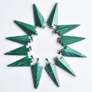 12pcs Malachite Stone Arrow Charms Pendants for Necklace Making