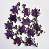 12pcs Amethyst Turtle Shape Pendants for Necklace Making
