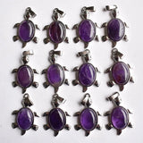 12pcs Amethyst Turtle Shape Pendants for Necklace Making