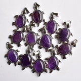 12pcs Amethyst Turtle Shape Pendants for Necklace Making