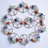 12pcs Natural Stone Tree of Life Wire Wrapped Pendants 30mm for Jewelry Making