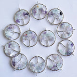 12pcs Natural Stone Tree of Life Wire Wrapped Pendants 30mm for Jewelry Making