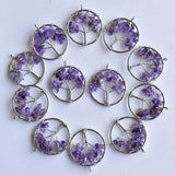 12pcs Natural Stone Tree of Life Wire Wrapped Pendants 30mm for Jewelry Making