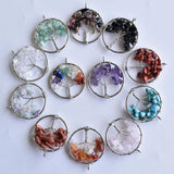 12pcs Natural Stone Tree of Life Wire Wrapped Pendants 30mm for Jewelry Making