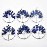 12pcs/lot Mixed Natural Stone Tree of Life Wire Wrapped Pendants 50mm