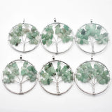 12pcs/lot Mixed Natural Stone Tree of Life Wire Wrapped Pendants 50mm