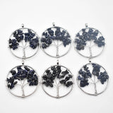 12pcs/lot Mixed Natural Stone Tree of Life Wire Wrapped Pendants 50mm