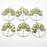 12pcs/lot Mixed Natural Stone Tree of Life Wire Wrapped Pendants 50mm