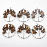 12pcs/lot Mixed Natural Stone Tree of Life Wire Wrapped Pendants 50mm