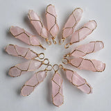 12pcs Pink Quartz Pillar Point Wire Pendants Lot for Jewelry Making