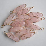12pcs Pink Quartz Pillar Point Wire Pendants Lot for Jewelry Making