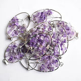12pcs Amethysts Tree of Life Wire Wrapped Oval Pendants for Jewelry Making