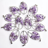 12pcs Amethysts Tree of Life Wire Wrapped Oval Pendants for Jewelry Making