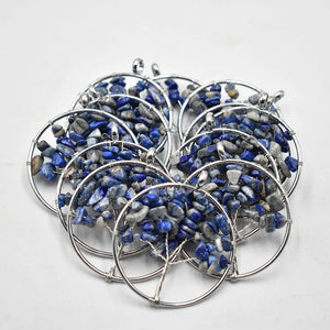 12pcs Natural Stone Lapis Lazuli Tree of Life Wire Wrapped Pendants 50mm
