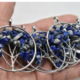 12pcs Natural Stone Lapis Lazuli Tree of Life Wire Wrapped Pendants 50mm