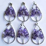 12pcs Natural Stone Tree of Life Pendants for Jewelry Making