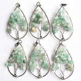 12pcs Natural Stone Tree of Life Pendants for Jewelry Making
