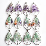 12pcs Natural Stone Tree of Life Pendants for Jewelry Making