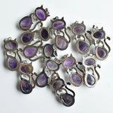 12pcs Natural Amethyst Cat Shape Pendants for Jewelry Making