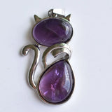 12pcs Natural Amethyst Cat Shape Pendants for Jewelry Making