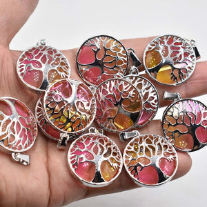 12pcs/lot Tree of Life Glass Beads Pendants for Jewelry Making