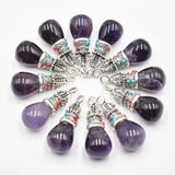 12pcs Amethysts Rose Quartz Pendant for Jewelry Making
